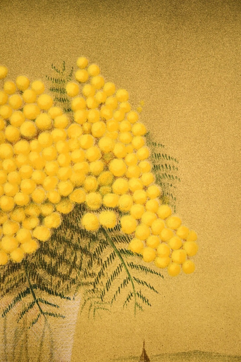 真作 元村平 リトグラフ「花」画寸 33cm×41cm 熊本県出身 フランス、パリで活躍中 細やかな筆遣いと深みある色合いで抒情豊かに描く 8808の画像7