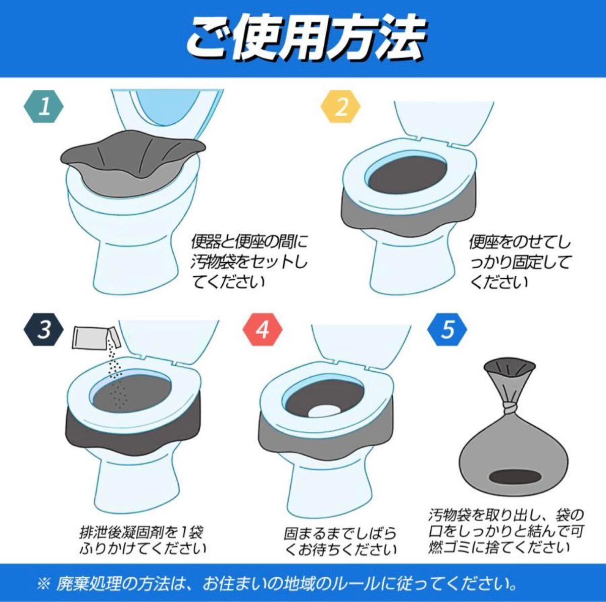 防災グッズ 介護用品 携帯トイレ 非常用トイレ 災害 アウトドア 凝固剤 の画像7