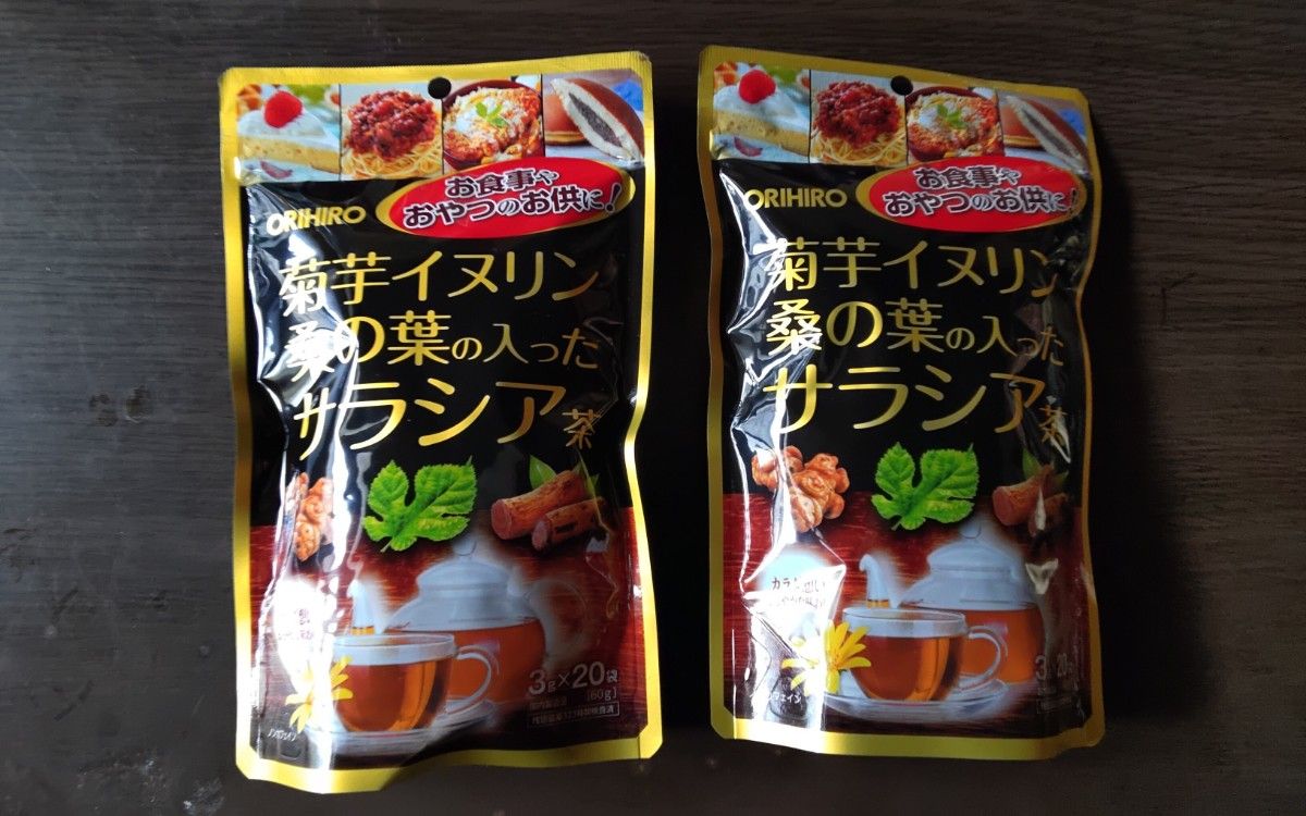 大人気:オリヒロの菊芋イヌリン桑の葉の入ったサラシア茶(3gX 20袋入り)2袋