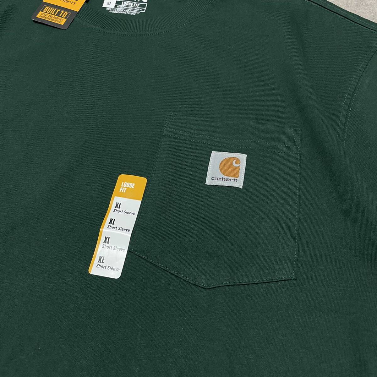 新品 Carhartt カーハート ビッグ ポケット Tシャツ モスグリーン XL f574_画像2