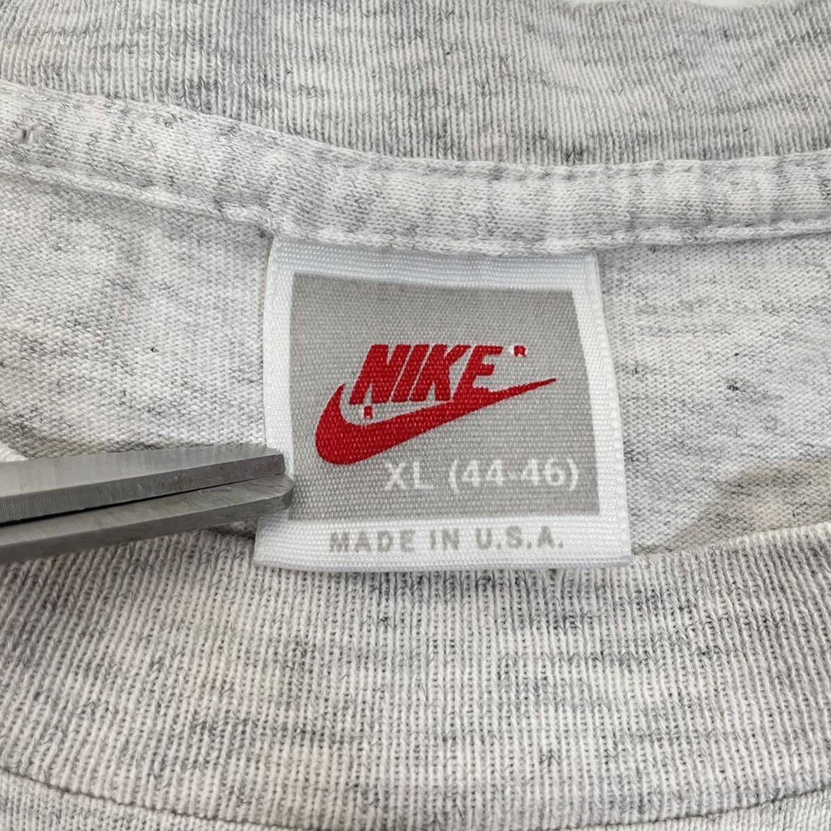 90s USA製 OLD NIKE AIR ビッグ ロゴ Tシャツ ナイキ グレー XL古着 f564_画像9