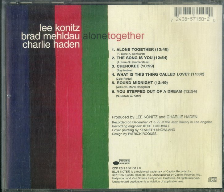 D00160078/CD/Lee Konitz/Brad Mehldau/Charlie Haden「Alone Together」の画像2