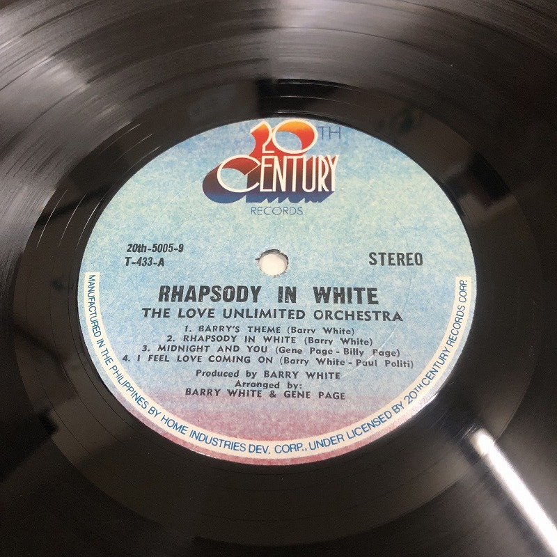 The Love Unlimited Orchestra Arranged & Conducted By Barry White - Rhapsody In White LP (usedbox)の画像4