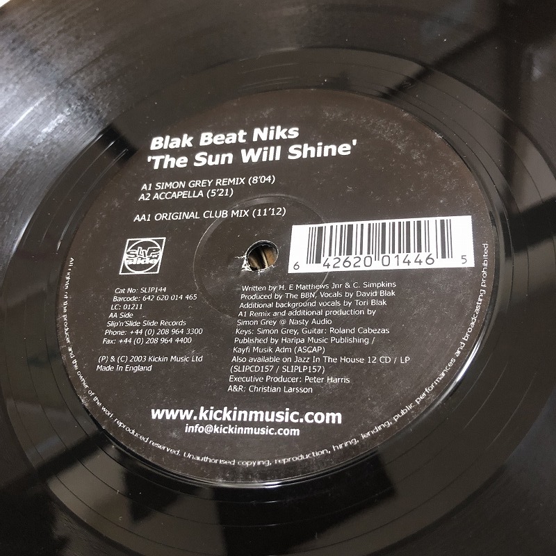 Blak Beat Niks - The Sun Will Shine　(A27)_画像2