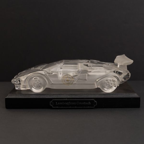 クリスタルガラス製 ランボルギーニ カウンタック 北一硝子 置物 約17cm Lamborghini Countach オブジェ 台座付き H4117_画像3