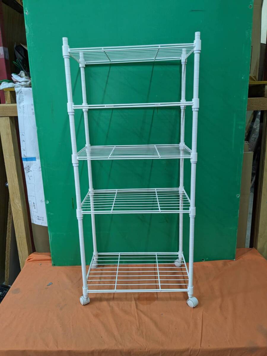 [ used ] Osaka pickup welcome steel rack erekta-5 step white width 44. height 99.5. with casters . shelves height modification possibility [KTD2F089]