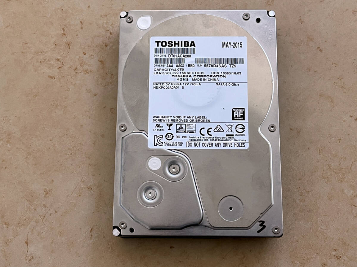 TOSHIBA DT01ACA200 2TB 3.5インチ 内蔵ハードディスク 7200rpm SATA 6Gb/s 東芝の画像1