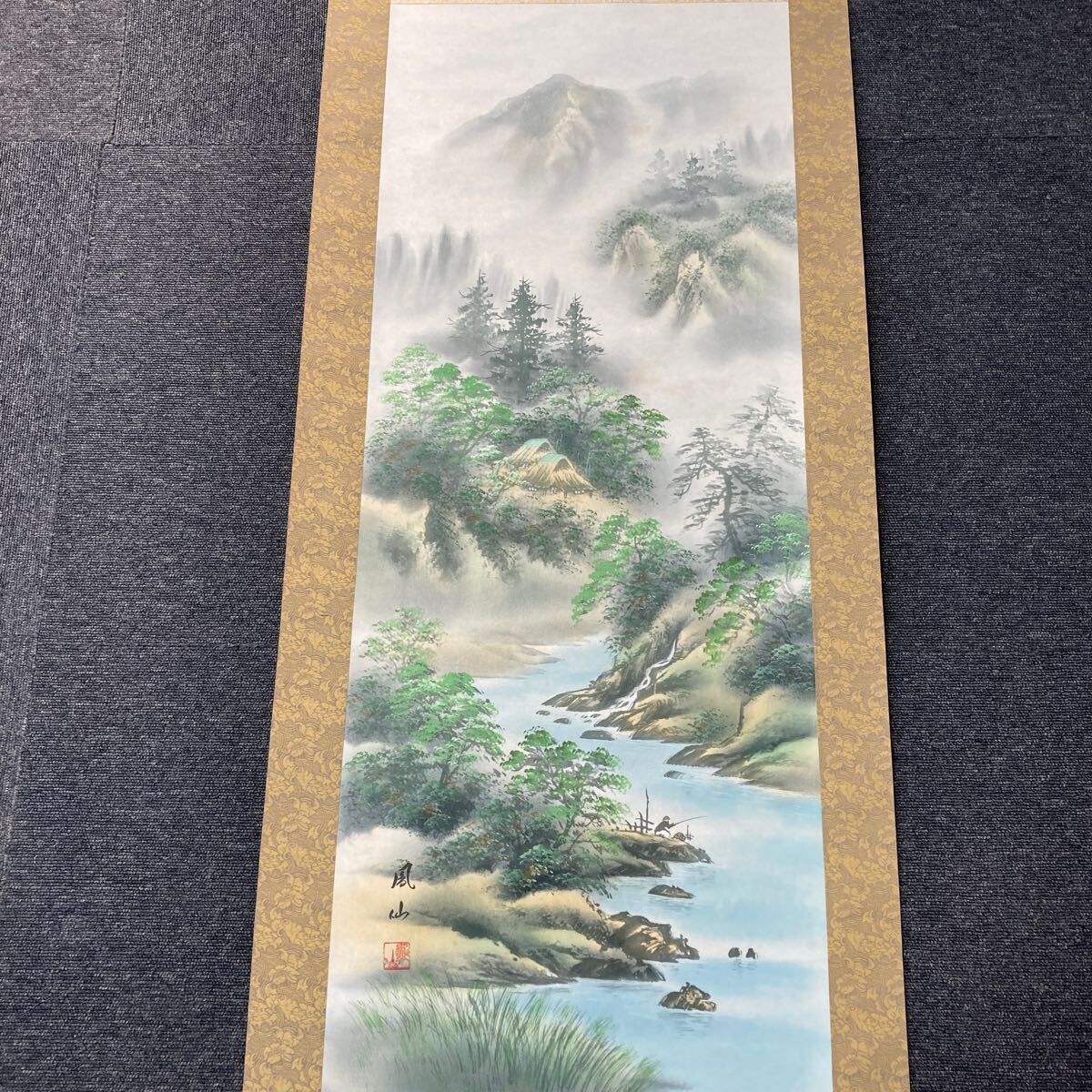 【模写】掛軸 絹本 山水 箱無 同梱可能 No.3787_画像2