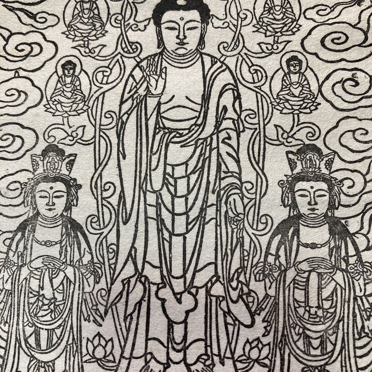 【版画】掛軸 仏画 仏教美術 紙本 箱無 同梱可能 No.3885_画像8