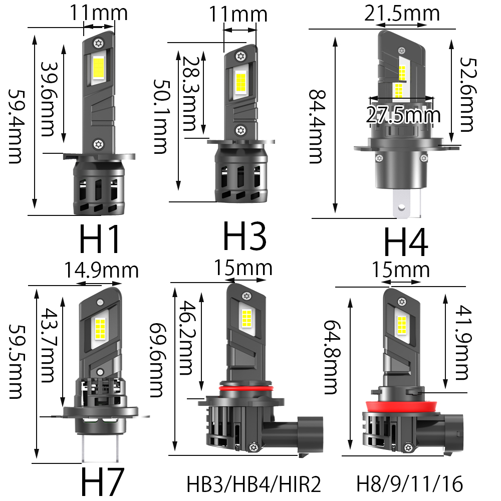 新車検対応 LEDヘッドライト E4X フォグランプ H1 H3H4 H7 H8/H9/H11/H16 HB3 HB4 HIR2 ポンつけ 12V 50W 18000LM 6500K 2本セット_画像2