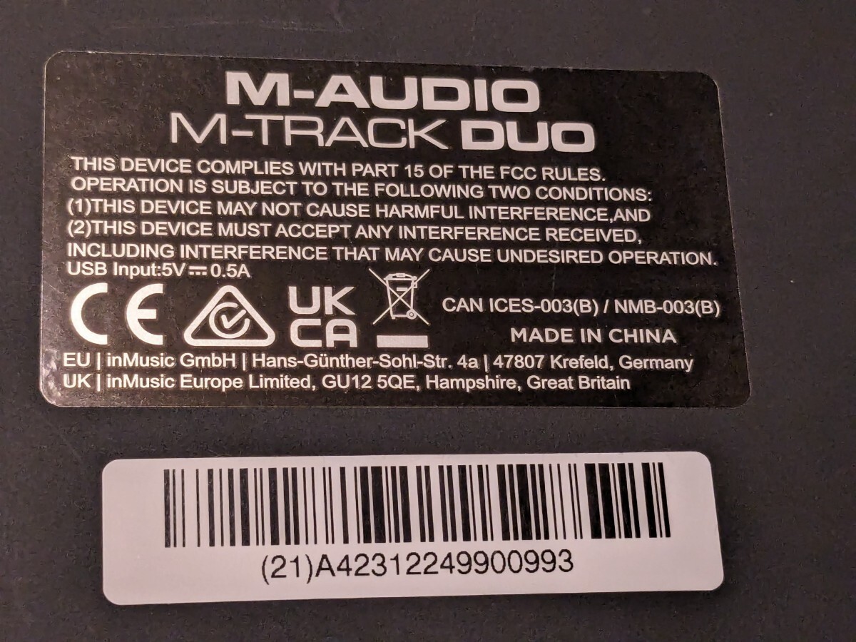 0604u0650 M-Audio USB オーディオインターフェース 音楽制作ソフトウェア付 Mac Win DTM DAW 低ノイズ M-Track Duoの画像6
