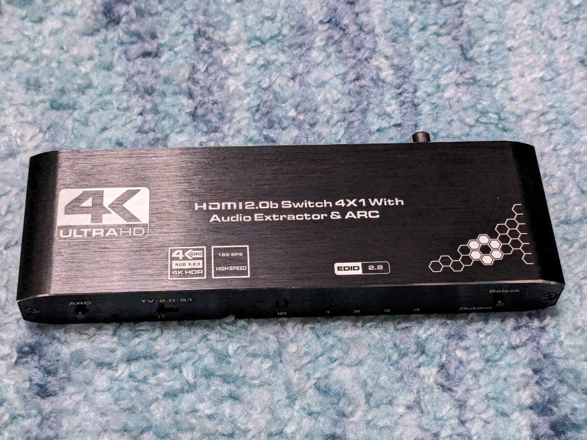 0604u0822 HDMI切替器 4K@60Hz 4入力1出力 NEWCARE HDMI音声分離器 SPDIF/同軸/3.5mmオーディオ出力付 HDCP 2.2 ARC機能 リモコン操作の画像2