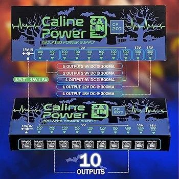 Caline CP-207 ギターペダル パワーサプライ ペダルボード パワー10 9V/12Vエフェクトペダル用 
