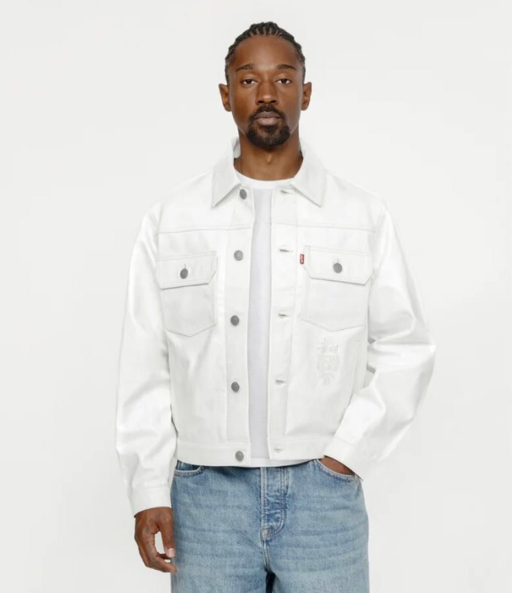 L 新品 24ss Stussy Levi's Leather Trucker Jacket Tofu L 新品 24ss Stussy Levi's Leather Trucker Jacket Tofu