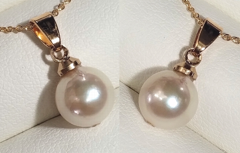 ◆照り艶綺麗 あこや アコヤ 本真珠 大珠 約8.5mm珠 一粒パール チェーンネックレス 国産パーツ Y72の画像2