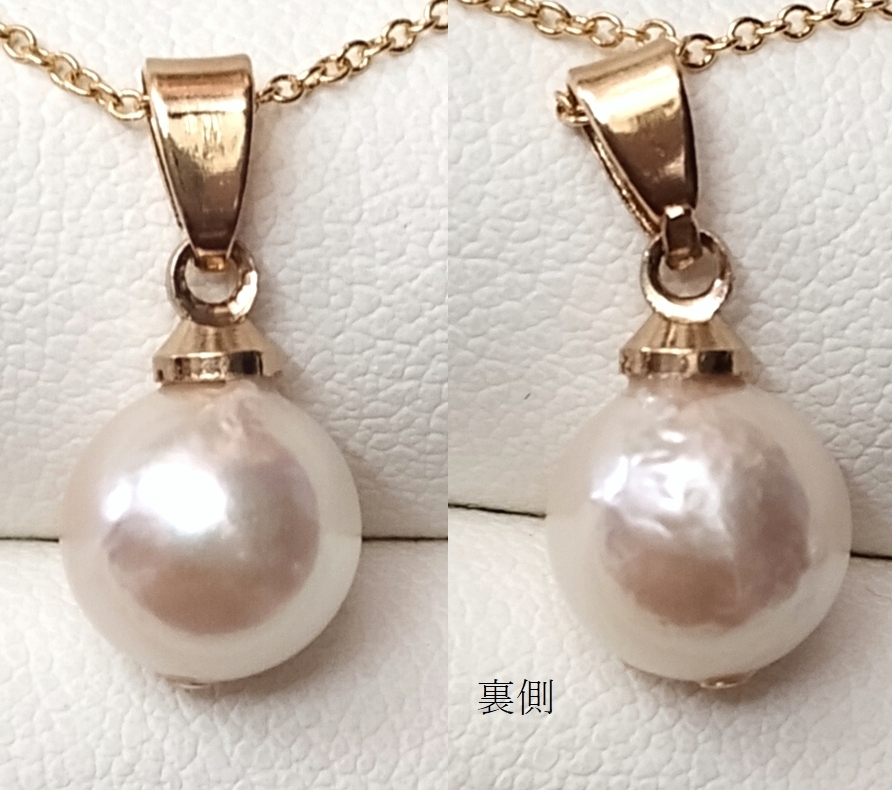 ◆照り艶綺麗 あこや アコヤ 本真珠 大珠 約8.5mm珠 一粒パール チェーンネックレス 国産パーツ Y72の画像5