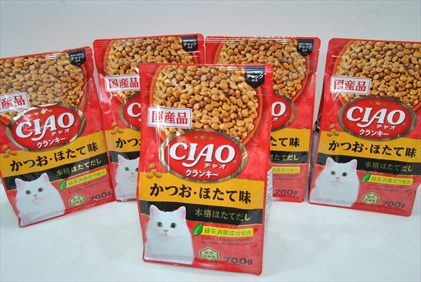 【PLT-1692】キャットフード ドライフード チャオ クランキー かつお・ほたて味 700ｇ 5個 計3.5ｋｇ まとめ売り② の画像1