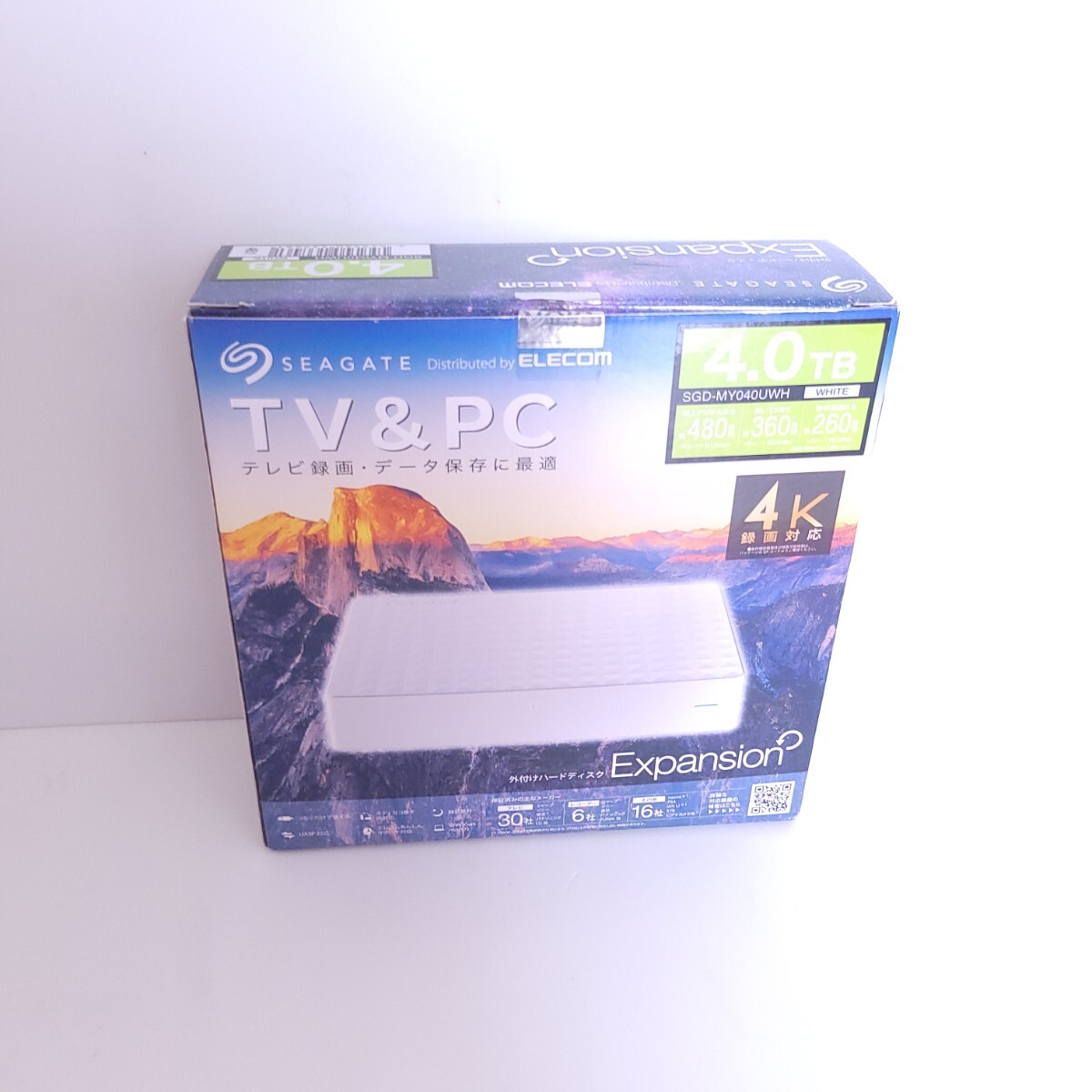 SEAGATE ELECOM エレコム SGD-MY040UWH 外付けハードディスク USB3.2(Gen1)対応 4TB ホワイト　ジャンク品_画像1