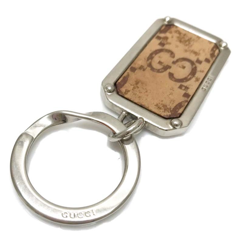  Gucci silver key ring key holder charm GG box attaching accessory lady's men's used GUCCI
