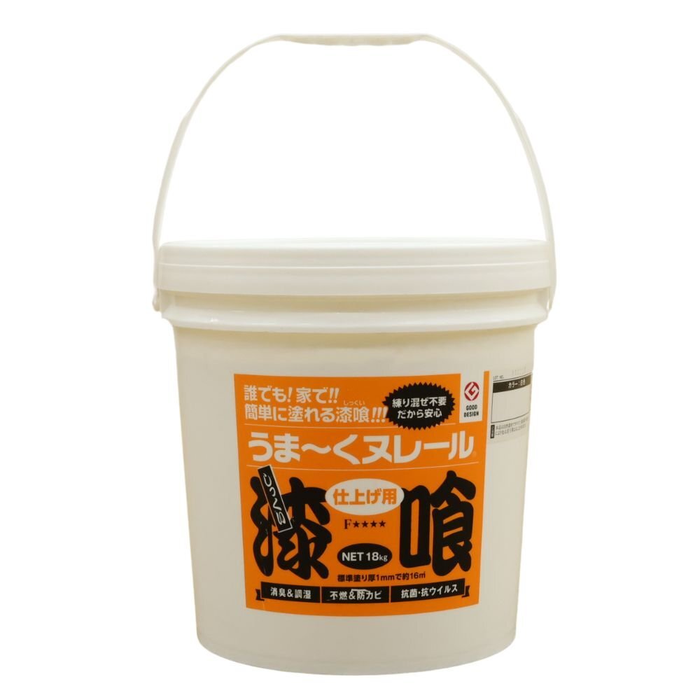 041511k4 未使用品 日本プラスター 漆喰 うま～くヌレール 仕上げ用 白 18kg B2D_画像1