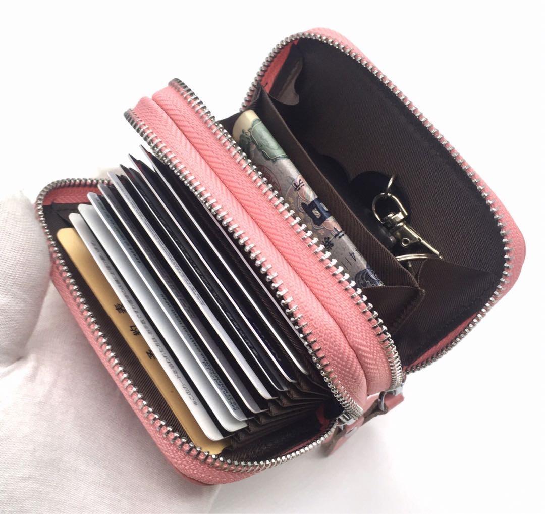 ミニ財布 コインケース カードケース 大容量 メンズ レディース 本革 ピンク_画像5