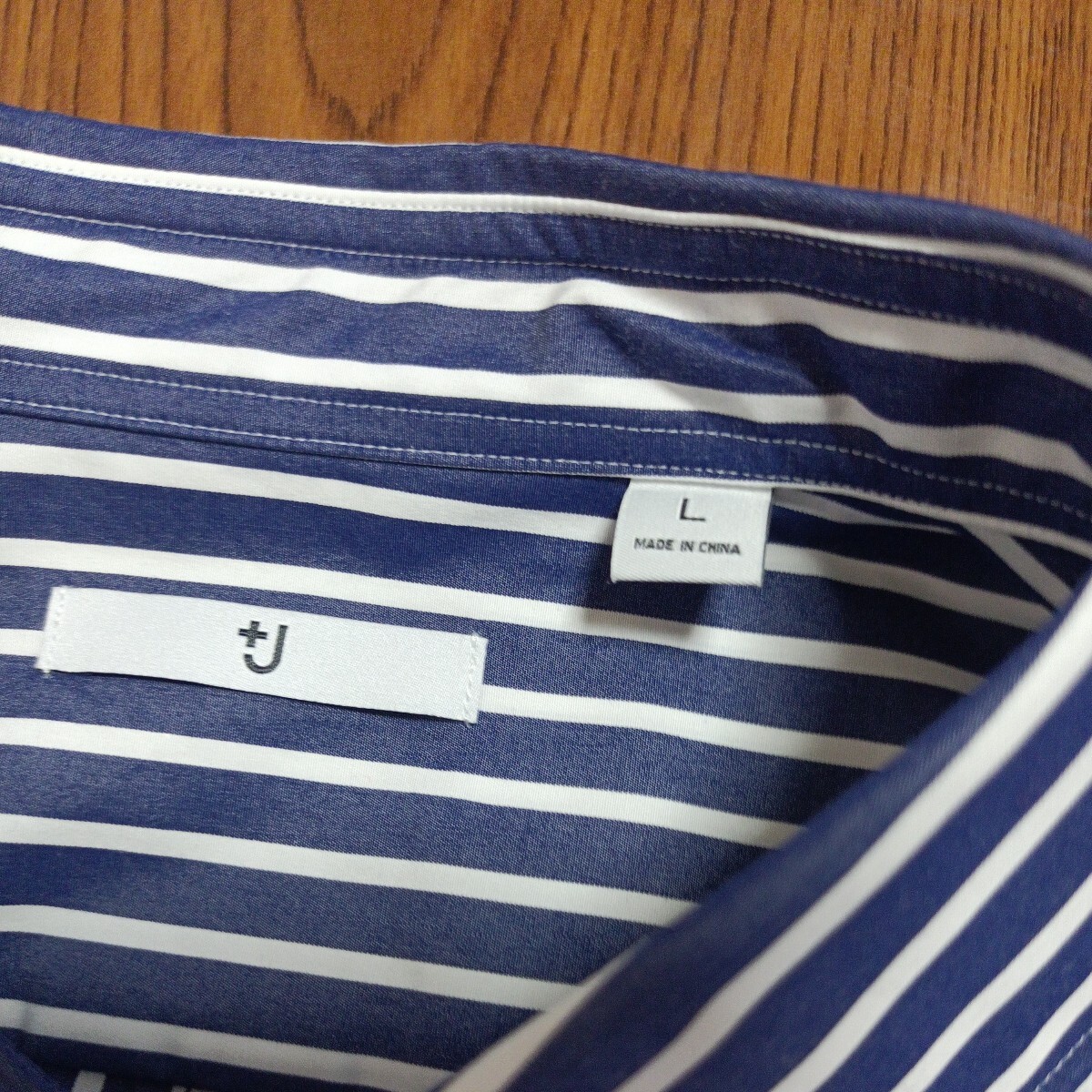 UNIQLOユニクロ ＋J ドレスシャツ(長袖) LサイズXL相当 ストライプ柄 ブルーBlue系 春夏コレクション 完売品 オーバーサイズの画像3
