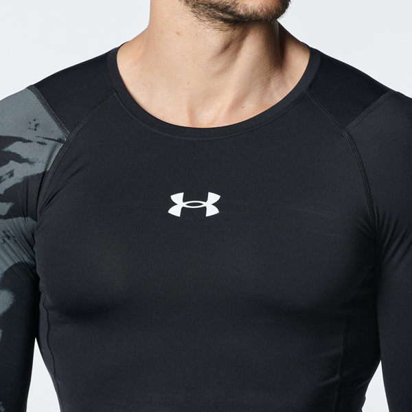  новый товар Under Armor рубашка с длинным рукавом LG L чёрный черный UNDER ARMOU R внутренний 1381355 компрессионный нагрев механизм быстрое решение 