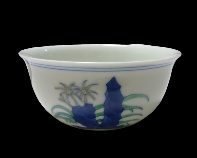 中国美術　粉彩 染付鶏図碗　直径約8.3cm　（検）青華 染付 碗 茶碗 鉢 唐物 古玩 骨董品_画像4