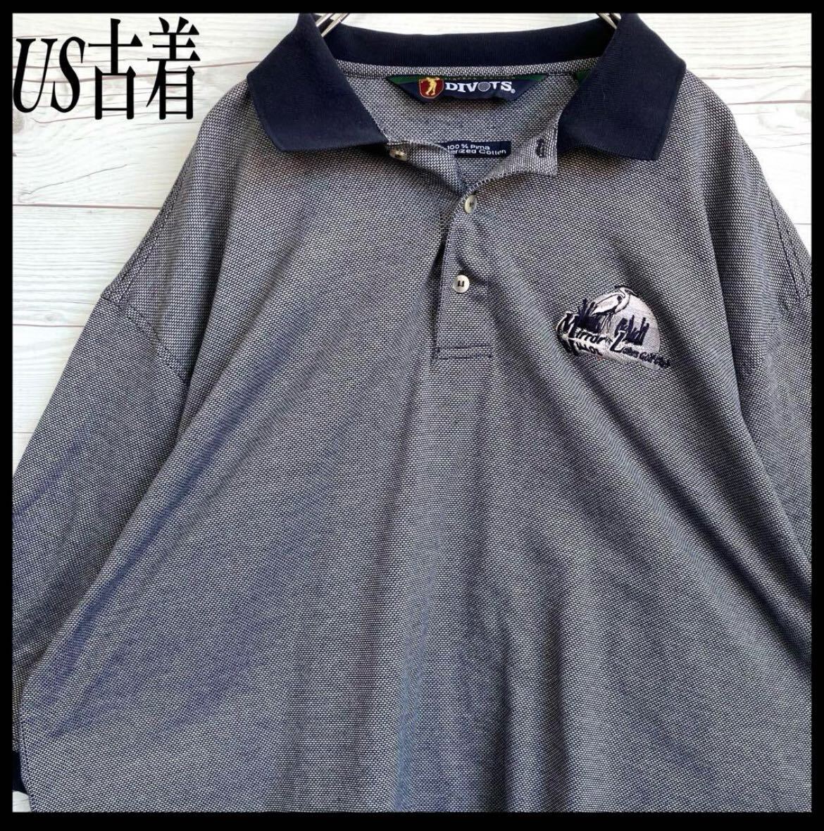 US古着 ロゴ刺繍 ポロシャツ XLサイズ ビッグサイズ ゴルフウェア 鹿の子 スポーツウェア 半袖 半袖ポロシャツ トップス_画像1