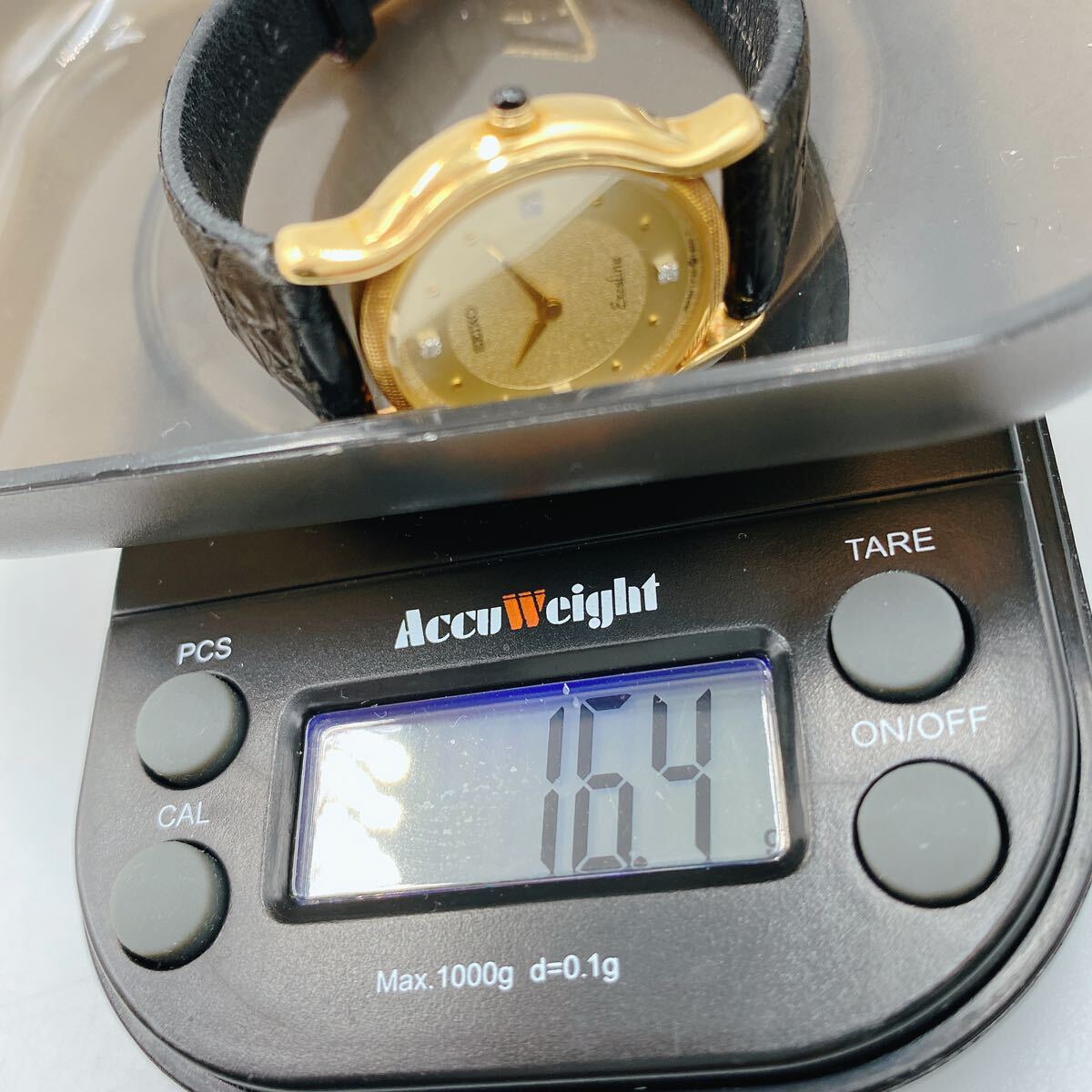 動作品 SEIKO セイコー Exceline 18KT 750 ダイヤ4P レディース 腕時計 1F20-0D90 ゴールド 時計 クオーツ の画像10