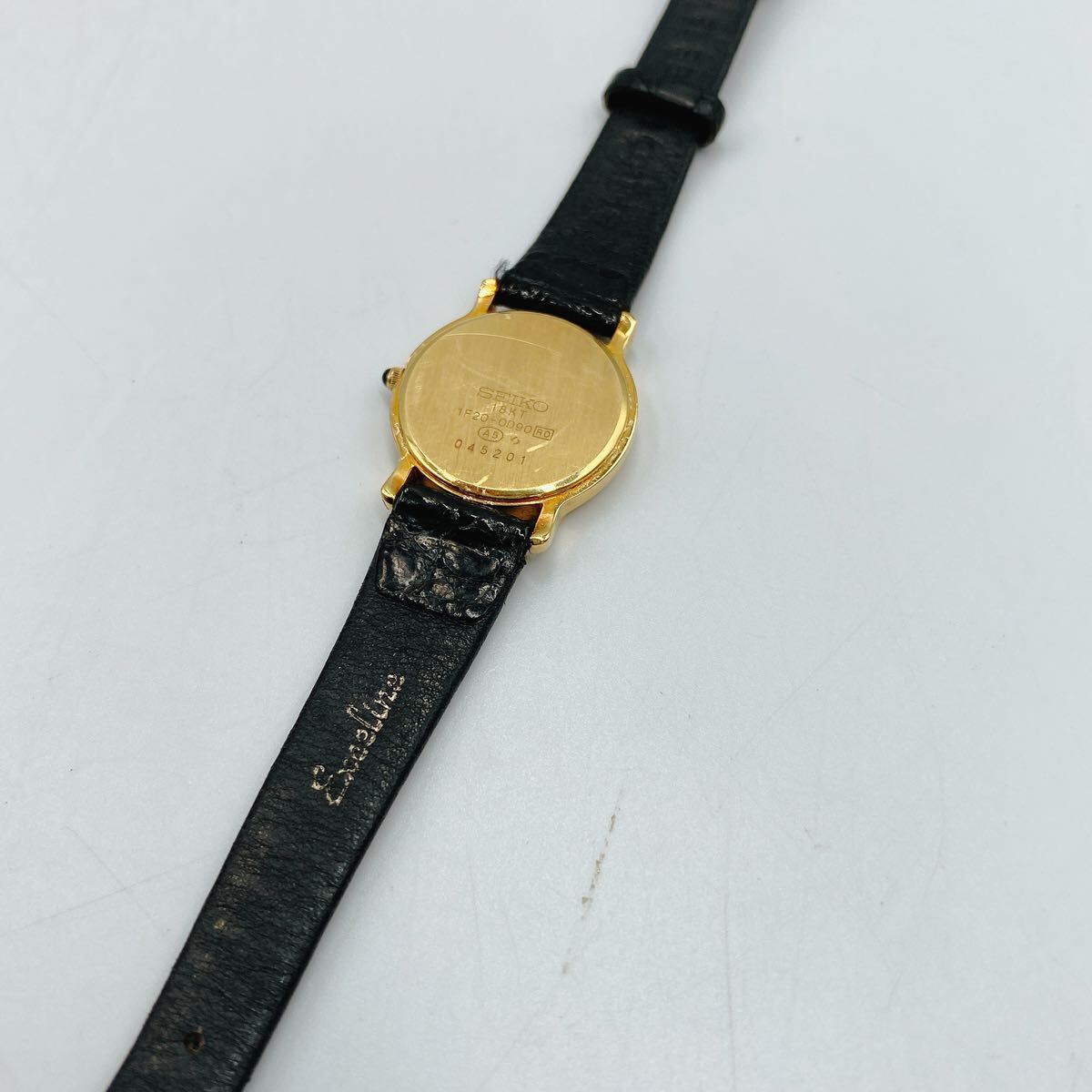 動作品 SEIKO セイコー Exceline 18KT 750 ダイヤ4P レディース 腕時計 1F20-0D90 ゴールド 時計 クオーツ の画像7