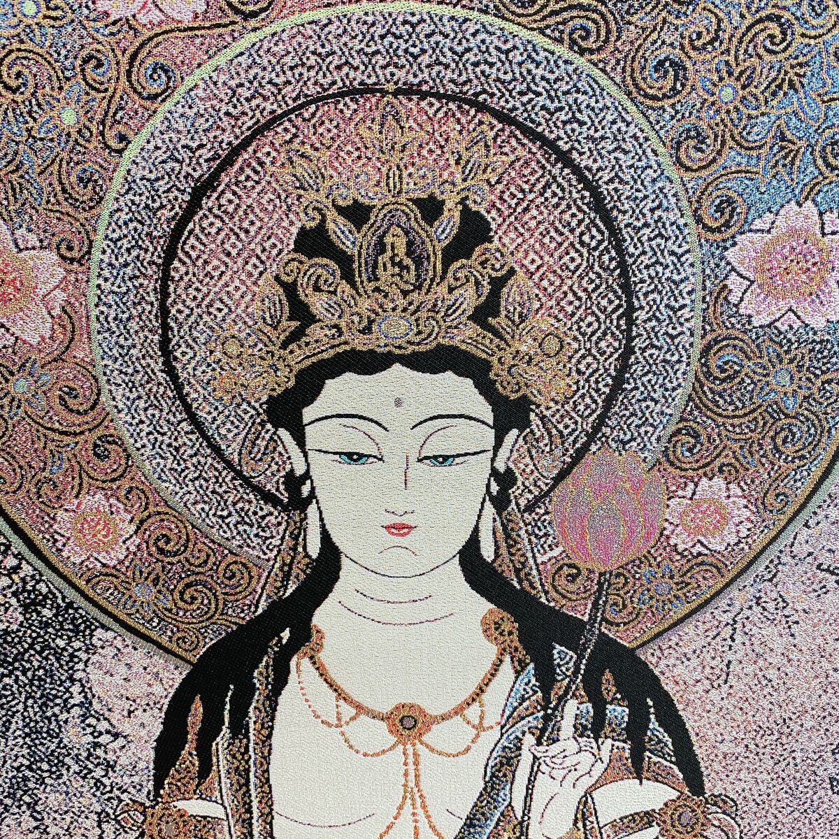 美品 掛け軸 西陣織 国宝法隆寺 聖観音像 太巻き付 Yahoo!オークション - 仏画 掛軸 掛け軸 高級西陣織 桜観音図