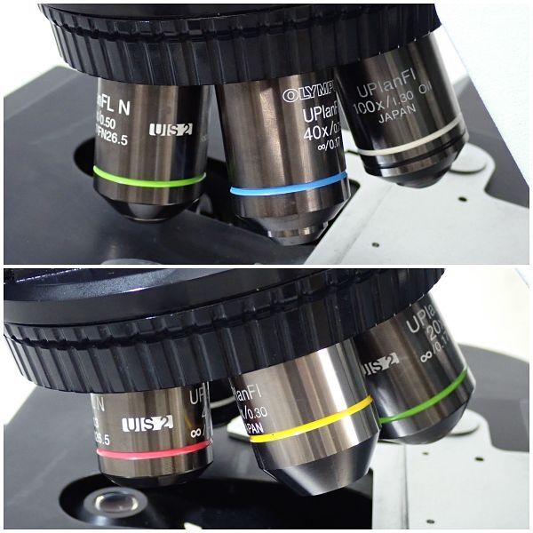 OLYMPUS オリンパス システム生物顕微鏡 BX43F 接眼レンズ・対物レンズ5本付き UPlanFL N 4x 20x / UPlanFI 10x 40x 100xの画像6