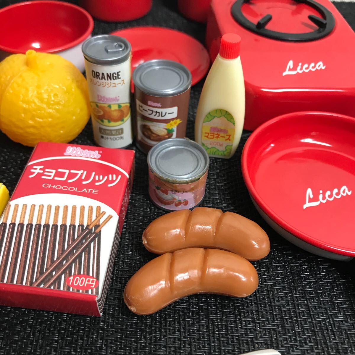 リカちゃん/キッチン用品/なべ フライパン コンロ 食材 等　現状品/Licca/_画像3
