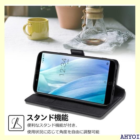 galaxy A54 ケース 手帳型 薄型 軽量 ga 手帳ケース カード入れ スタンド 軽いケース ブラック 475