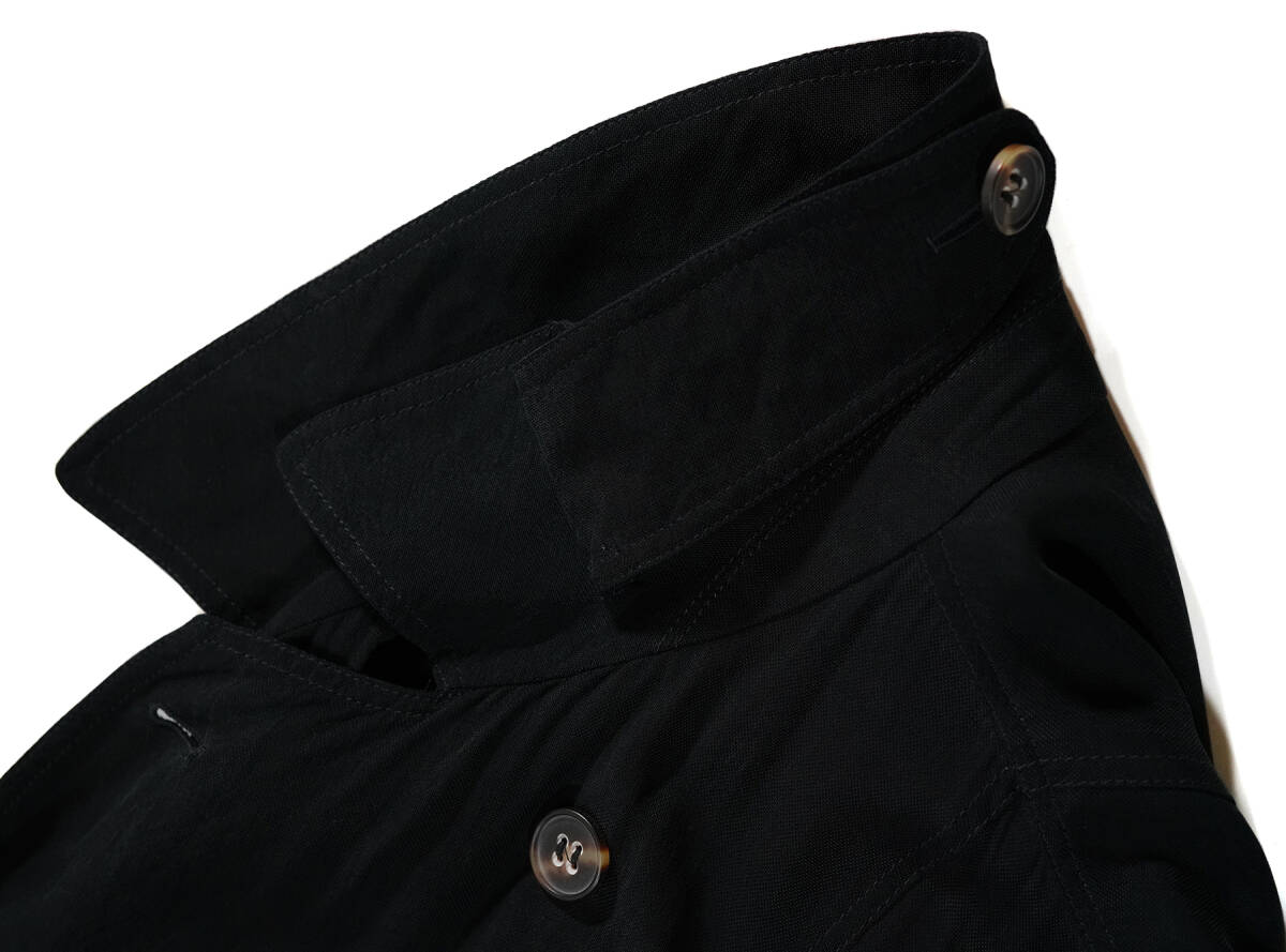 [ Италия производства GIORGIO ARMANI тренчкот черный over пальто искусственный шелк ]joru geo Armani чёрный этикетка 52 размер ремень недостача 