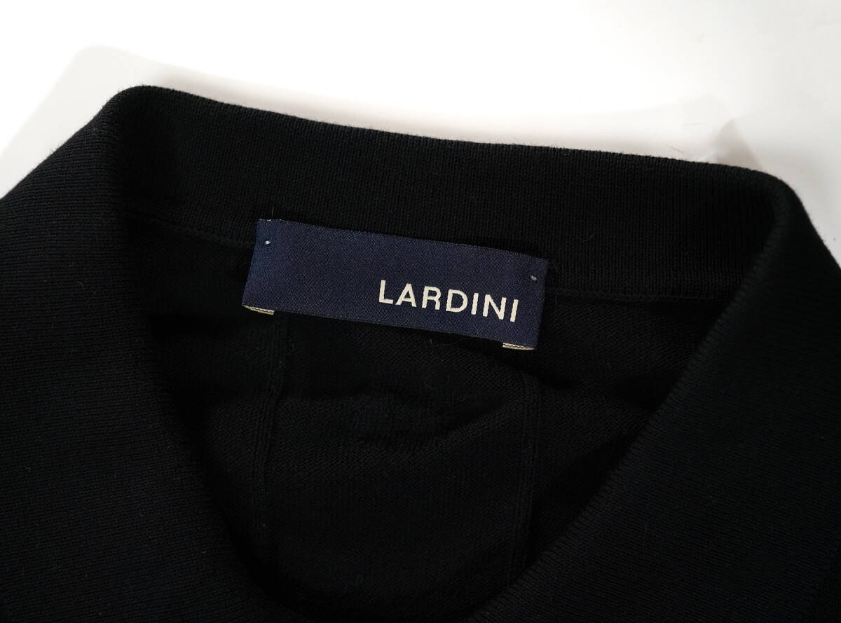 「 イタリア製 LARDINI コットン ニット 3B ポロシャツ 半袖 ブラック 」ラルディー二 54サイズ メンズ ベーシック_画像7