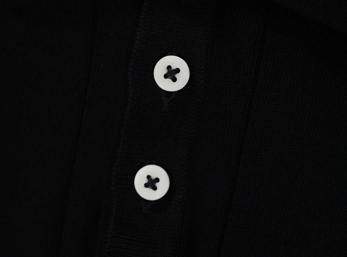 「 イタリア製 LARDINI コットン ニット 3B ポロシャツ 半袖 ブラック 」ラルディー二 54サイズ メンズ ベーシック_画像5