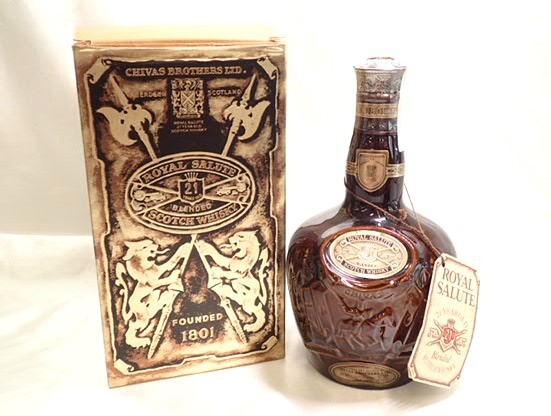 4166[M]箱付♪◆未開栓古酒◆ROYAL SALUTE/21年/ロイヤルサルート/SCOTCH WHISKY/スコッチ/ウイスキー/CHIVAS BROTHERS/茶/陶器/700ml/40%_画像1