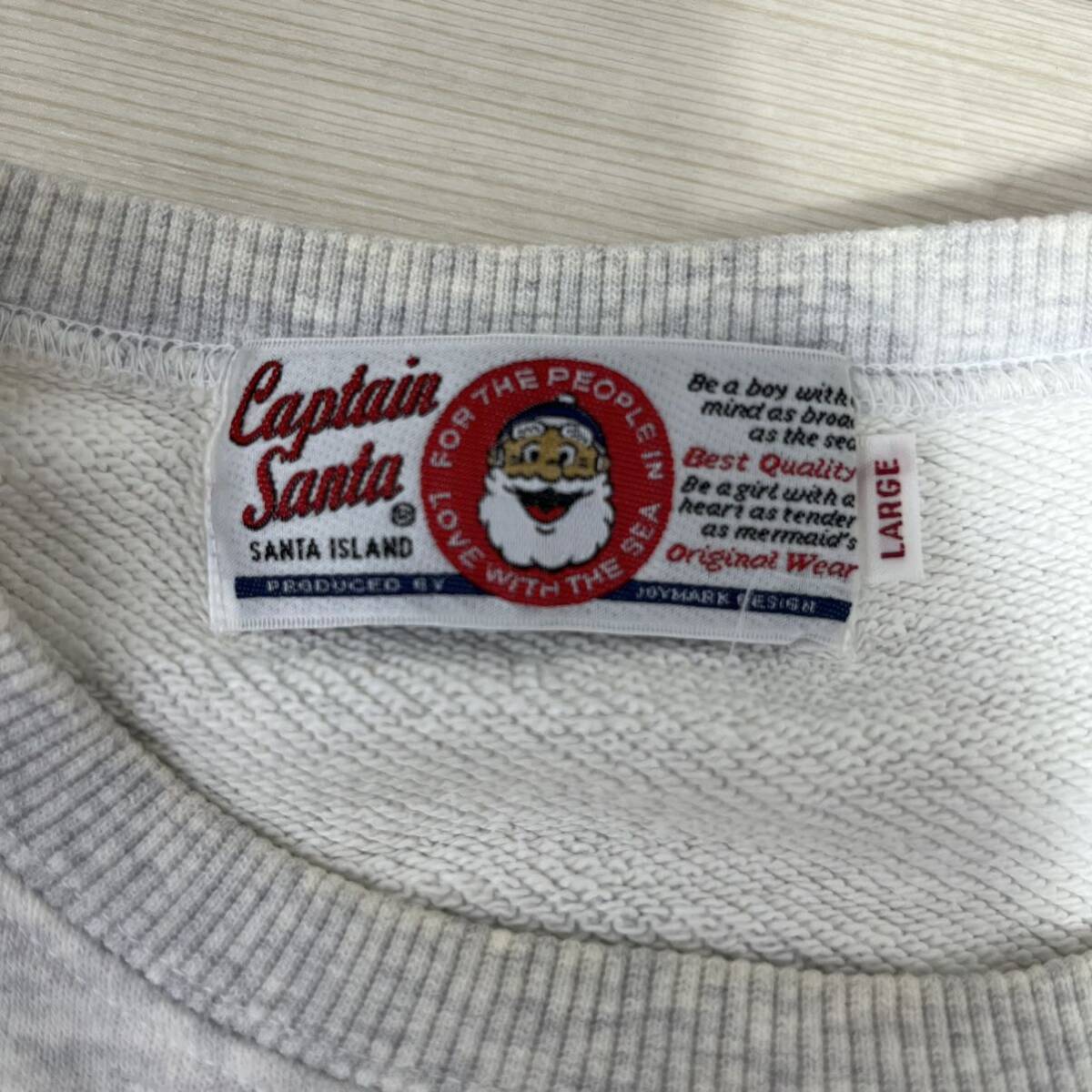 M#② CAPTAIN SANTA Captain Santa мужской тренировочный футболка белый серый L размер tops Vintage 90s б/у одежда принт 