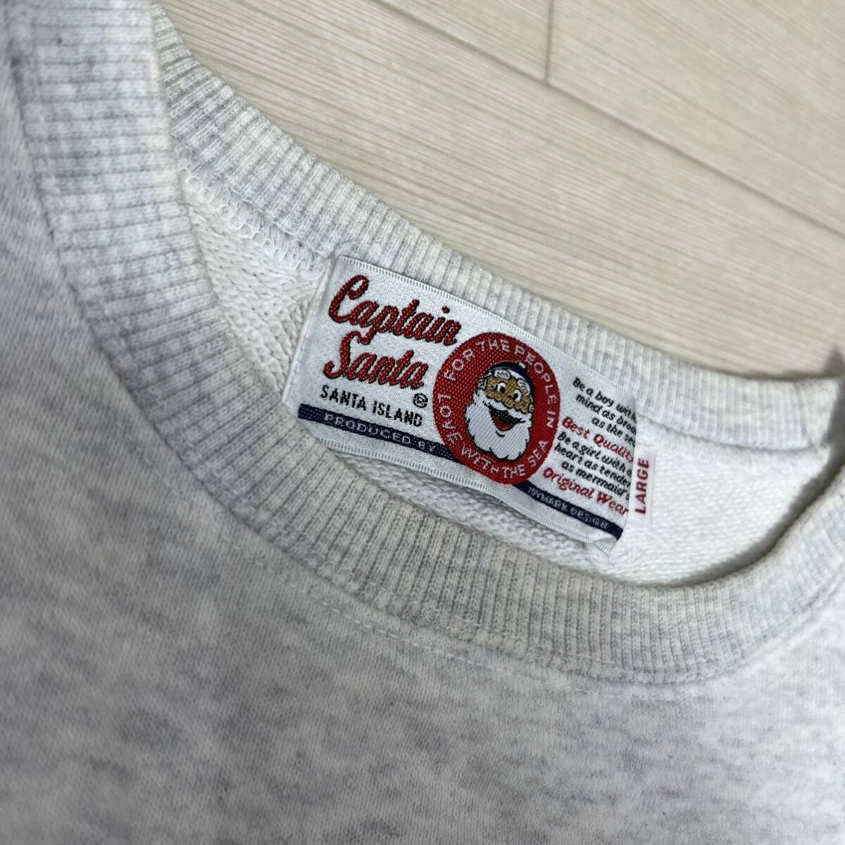 M#② CAPTAIN SANTA Captain Santa мужской тренировочный футболка белый серый L размер tops Vintage 90s б/у одежда принт 