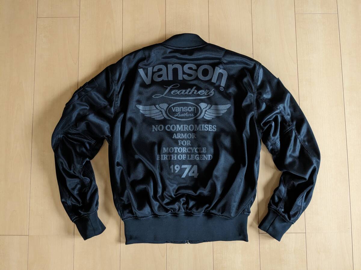 VANSON バンソン MA-1 ストレッチメッシュジャケット TVS2101S Lサイズ（ブラック/ガンメタリック）の画像4