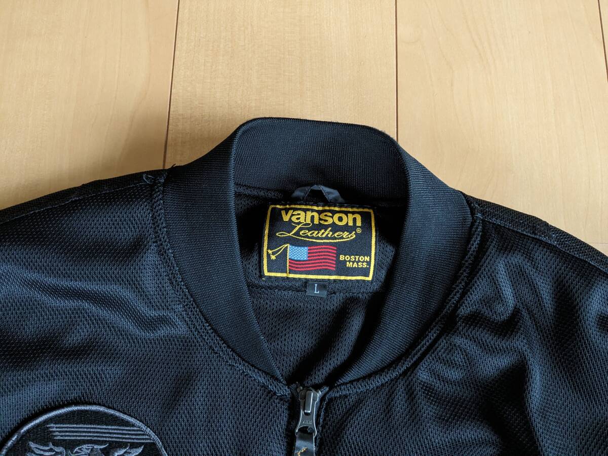 VANSON バンソン MA-1 ストレッチメッシュジャケット TVS2101S Lサイズ（ブラック/ガンメタリック）の画像7