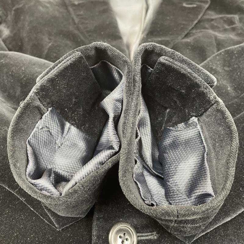 アルマーニエクスチェンジ テーラード ジャケット ボタン スーツ ポケット ブルゾン ブレザー ベロア地 XS 黒 / ブラック 無地の画像9