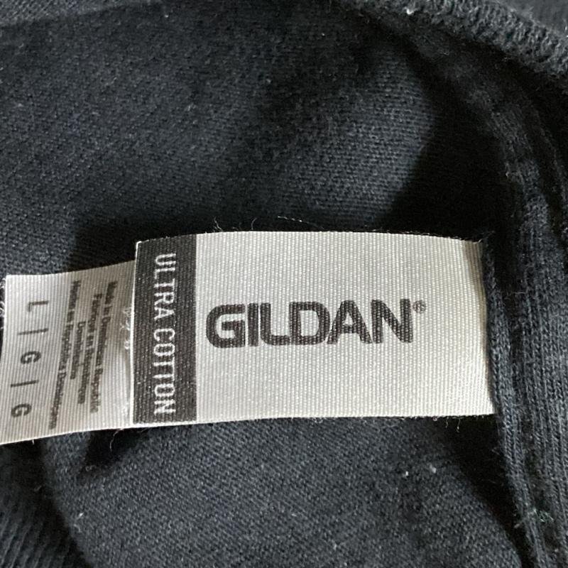 古着 GILDAN Ultra Cotton KEN YOKOYAMA ネオン管プリント 半袖 バンドTシャツ Tシャツ Tシャツ L 黒 / ブラック プリント_画像9