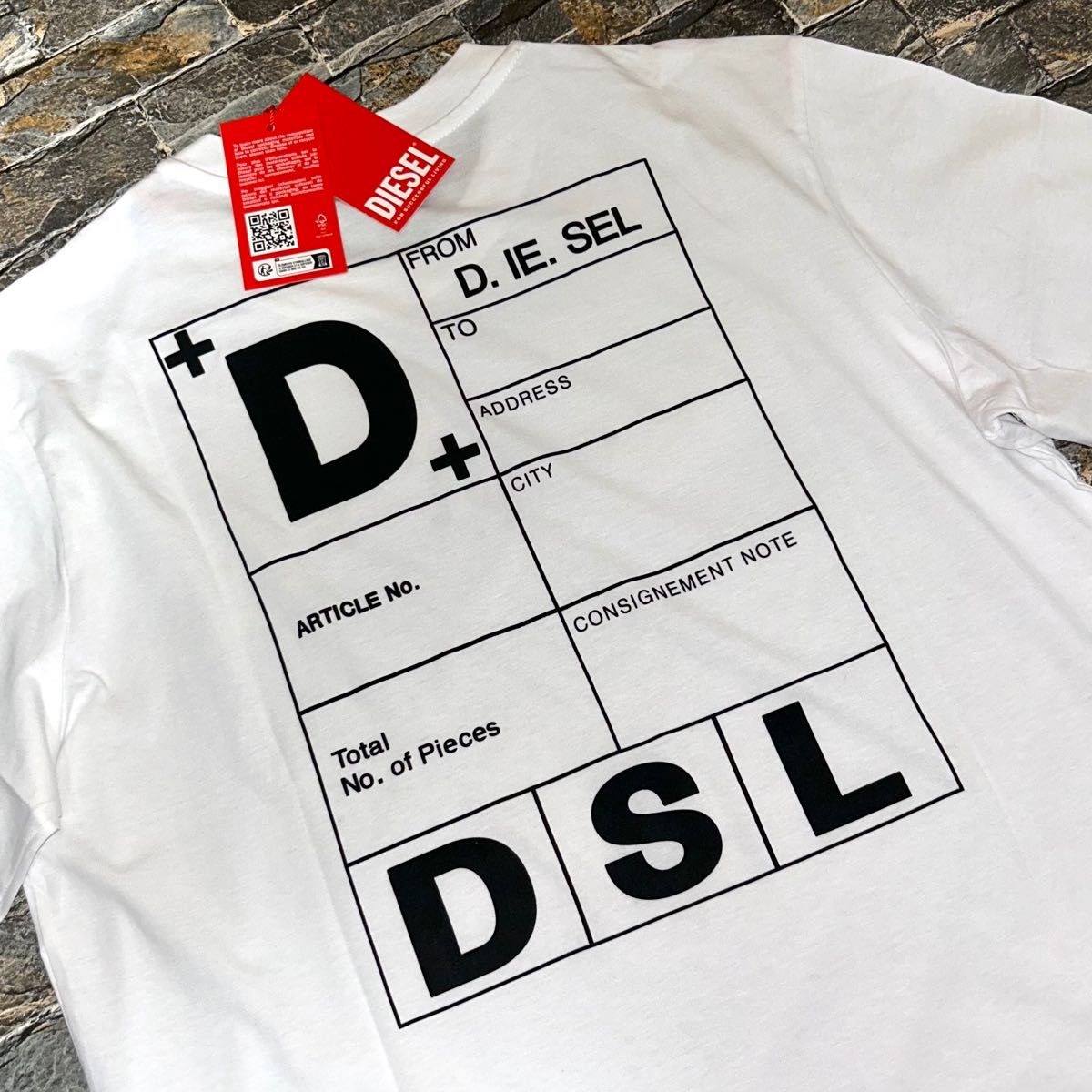 【新品】DIESEL ディーゼル／クルーネック デザイン Tシャツ カットソー Lサイズ