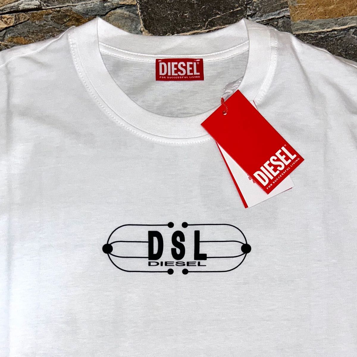 【新品】DIESEL ディーゼル／クルーネック デザイン Tシャツ カットソー Lサイズ