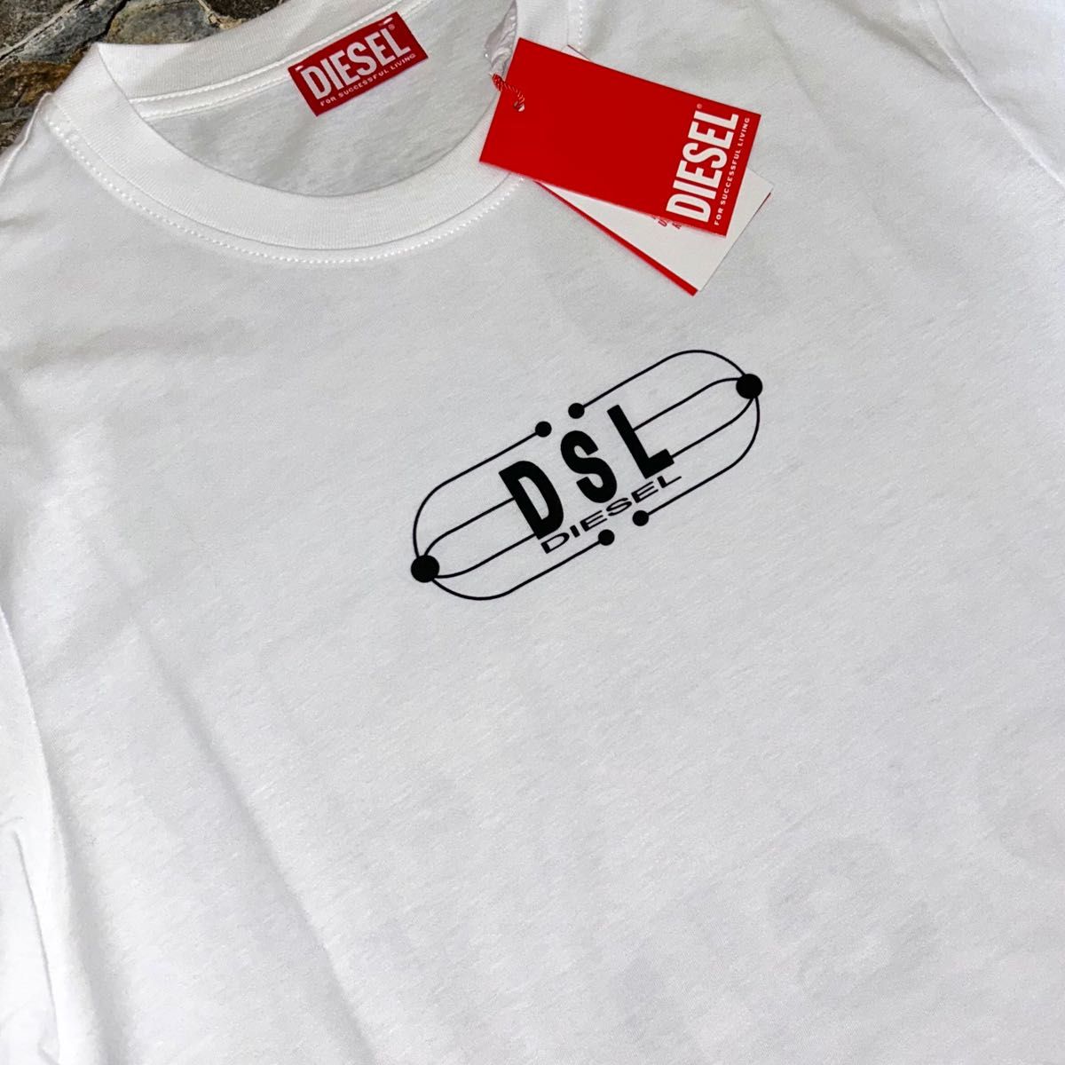 【新品】DIESEL ディーゼル／クルーネック デザイン Tシャツ カットソー Lサイズ