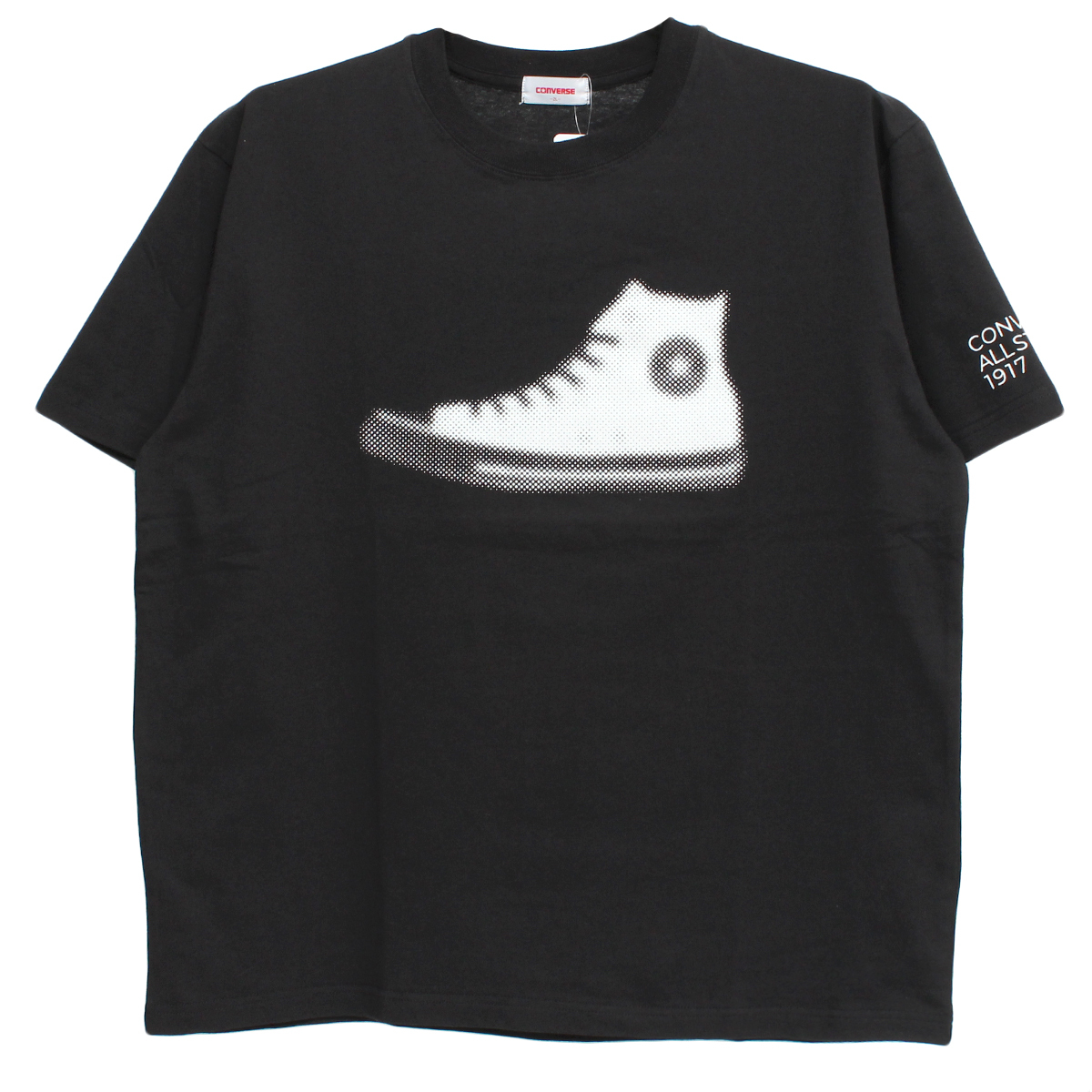 【新品】 5L ブラック コンバース(CONVERSE) 半袖 Tシャツ メンズ 大きいサイズ スニーカー シューズ プリント クルーネック カットソー_画像3