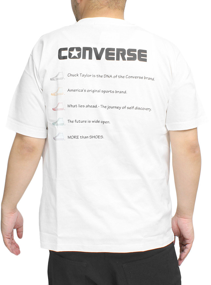 【新品】 2L ホワイト コンバース(CONVERSE) 半袖 Tシャツ メンズ 大きいサイズ フェス風 バック プリント クルーネック カットソー_画像1